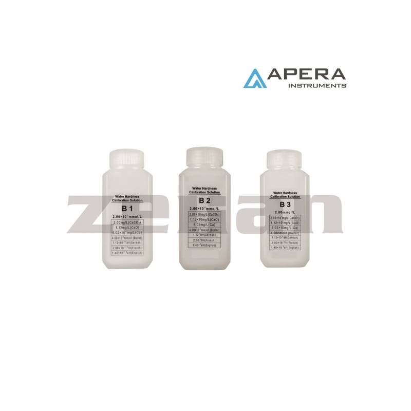 Set de soluciones de calibración estándar para dureza de agua. Marca Apera USA