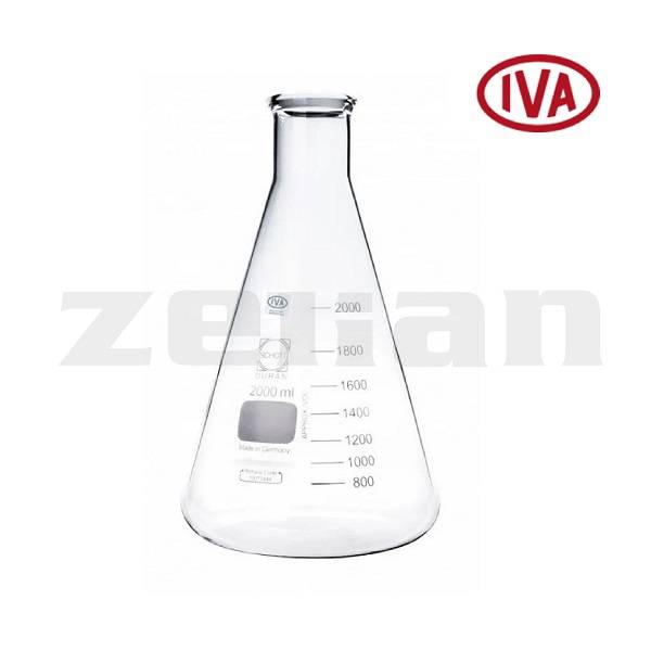 Erlenmeyer de boca lisa con cuello ancho x 1000 ml. Marca IVA, modelo 220206