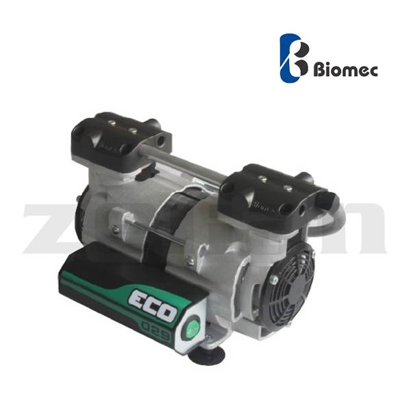 Bomba de vacío sin aceite de doble etapa con cobertura de teflón (740 mmHg  38 LPM), alta resistencia química. Marca Biomec, modelo ECO 029 LAB PTFE