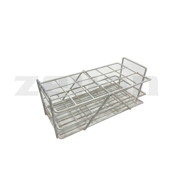 Gradilla de alambre de acero plastificado o niquelado para 18 tubos de 30 mm de diámetro, de 3 filas x 6.