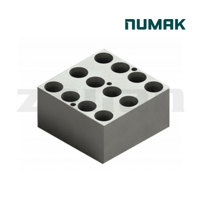 Bloque para baño seco y concentrador de nitrógeno de 12 tubos de Ø 19 mm. Marca: Numak, modelo BK-10
