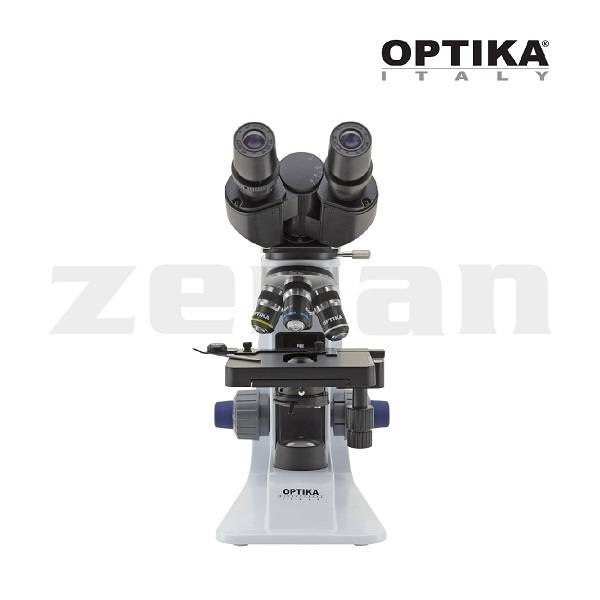 Microscopio binocular portatil con iluminación LED con batería de iones litio de alta duración y óptica plana, modelo B-159R-PL, marca Optika