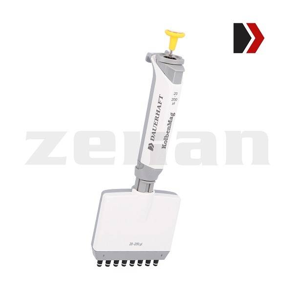 Micropipeta autoclavable con pistón magn&eacute;tico de volumen variable, multicanal (8 canales), 20 - 200 ul. Marca Dauerhaft, Modelo Kolbenmag DFM8-200