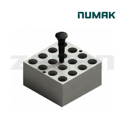 Bloque para baño seco y concentrador de nitrógeno de 16 tubos de Ø 15 mm. Marca: Numak, modelo BK-7