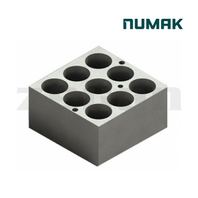 Bloque para baño seco y concentrador de nitrógeno de 9 tubos de Ø 20 mm. Marca: Numak, modelo BK-12