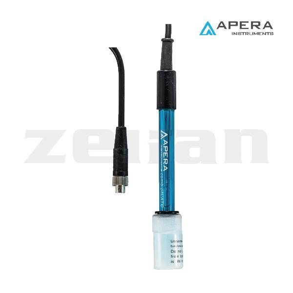 Electrodo de pH/temperatura 3 en 1, habilitado para ATC, conector de 8 pines, para medidores porttiles de la serie Apera 400 (S). Marca Apera, modelo 201T-S