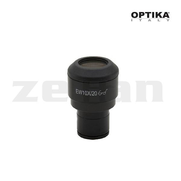 Ocular EW10x / 20, con escala microm&eacute;trica (10 mm / 100 um) y protector de goma modelo M-163 para microscopio serie B-290. Marca Optika