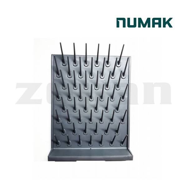 Escurridor para colgar de plástico de 52 posiciones con colector, Marca Numak.